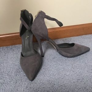 Suede gray heels